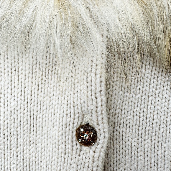 🦋 Vintage 1997 Blumarine Wool Cashmere Fox Fur Collar Cardigan Sweater IT 38 - Picture 15 of 17